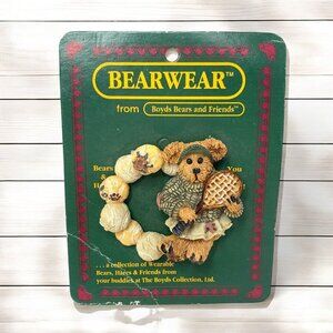Vintage Bearwear Ceramic Bear Brooch By Boyds Bears & Friends 1995